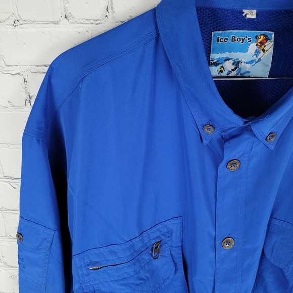 ICE BOY'S | button down long sleeve performance ski outdoor mesh panel shirt - Picture 2 of 11